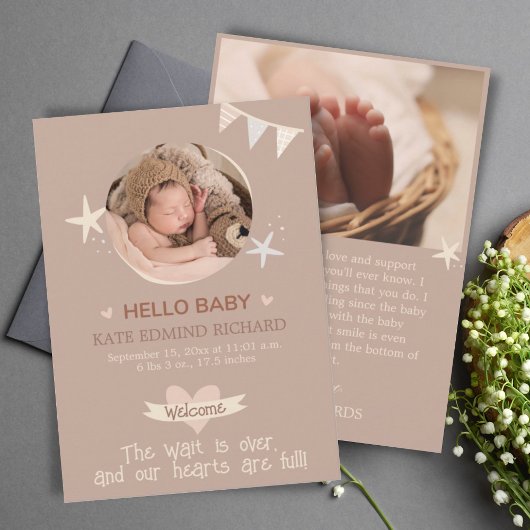 Birth Stat Baby Faire-part de naissance photo Merc