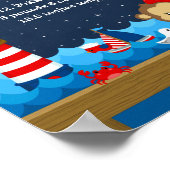 Birth Statistics Nautical Girl Monkey Red Navy Poster (Hoek)