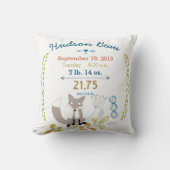 Birth Stats Baby Boy Woodland Creater Fox Kussen (Voorkant)