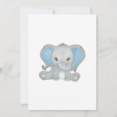 Birth Stats Blue Elephant Baby Birth Aankondiging (Achterkant)