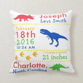Birth Stats Dinosaur Nursery Pillow Kussen