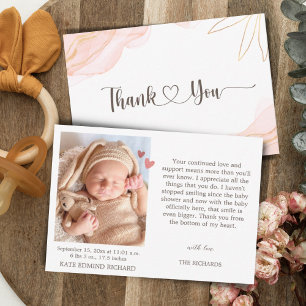 Birth Stats Foto Baby shower Birth Notice Bedankkaart