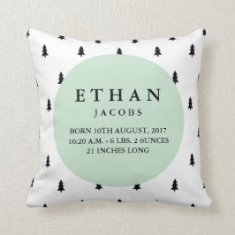 Birth Stats Modern Woodland Nursery Pillow Kussen