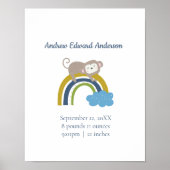 Birth Stats Rainbow Boho New Baby Boy Poster (Voorkant)