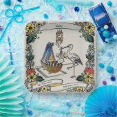 Birth Tile, Dutch Kijk, Personaliseren Papieren Bordje (Feest)