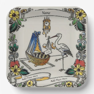 Birth Tile, Dutch Kijk, Personaliseren Papieren Bordje