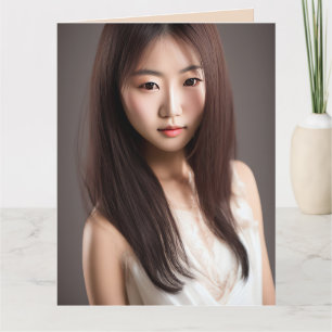 BIRTHDAAGKAARTEN VOOR BEAUTIFUL ASIAN GIRL ART KAART