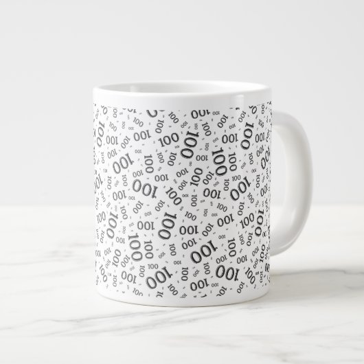 Birthday 100 Black/White Random Number Pattern Extra Grote Beker (Voorkant rechts)