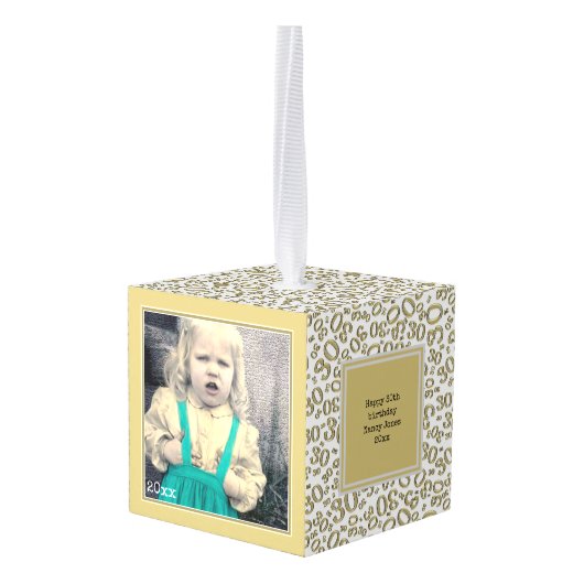 Birthday 30 Keepomwille - White/Gold Number Patter Kubus Ornament (Achter hoekig)