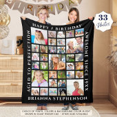 Birthday 33 Aangepast gepersonaliseerd fotocollage Fleece Deken