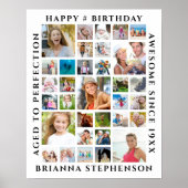 Birthday 33 Aangepast gepersonaliseerd fotocollage Poster (Voorkant)
