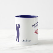 Birthday 40 Golfer Blue Silhouette Mok (Midden)