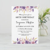 Birthday 40th 60th Lavender Floral Invite Kaart (Staand voorkant)