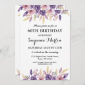 Birthday 40th 60th Lavender Floral Invite Kaart (Voorkant / Achterkant)