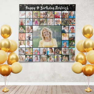 Birthday 45 Foto van Collage Confetti Brush Script Wandkleed