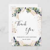 Birthday 50 eucalyptusgrienery dank u briefkaart (Voorkant / Achterkant)