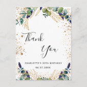 Birthday 50 eucalyptusgrienery dank u briefkaart (Voorkant)