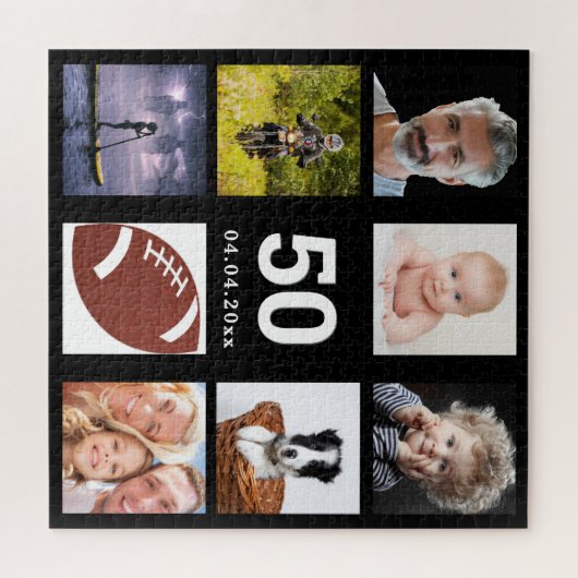 Birthday 50 foto collage man man zwart legpuzzel (Horizontaal)
