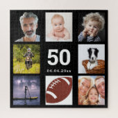 Birthday 50 foto collage man man zwart legpuzzel (Verticaal)