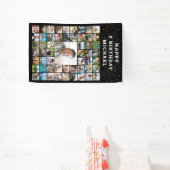 Birthday 55 Foto Collage aangepaste tekst en kleur Spandoek (Insitu)