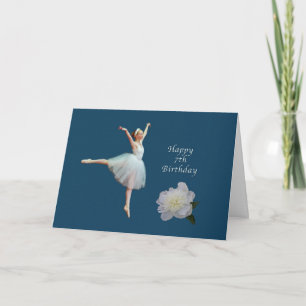 Birthday, 7th, Ballerina en White Peony Card Kaart