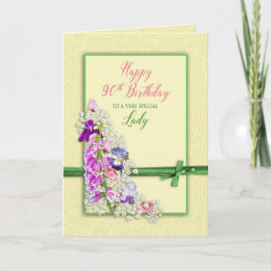 BIRTHDAY - 90th - GARDEN FLOWERS,GROENBOW Kaart