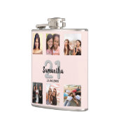 Birthday aangepaste foto collage roos goudmonogram heupfles (Links)