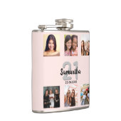 Birthday aangepaste foto collage roos goudmonogram heupfles (Rechts)