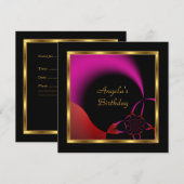 Birthday Abstract Black Red Pink Gold Kaart (Voorkant / Achterkant)