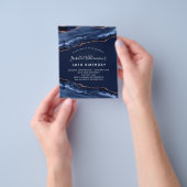 Birthday agate marmer blue roos budget uitnodiging flyer (Hand)