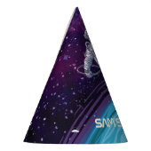 Birthday. Astronaut in de ruimte met Sterren & Gal Feesthoedjes (Links)