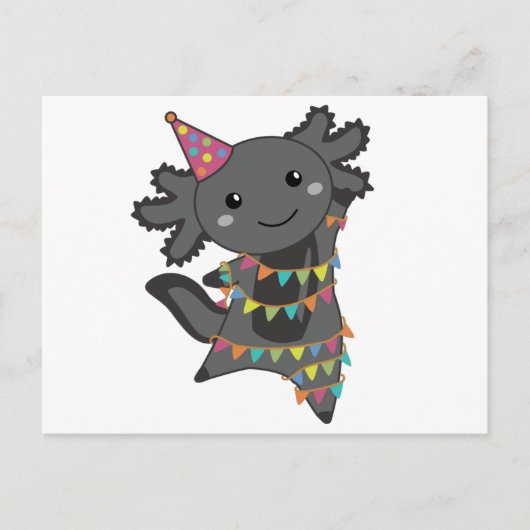 Birthday Axolotl Garland Briefkaart (Voorkant)