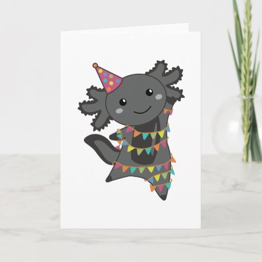 Birthday Axolotl Garland Kaart (Voorkant)