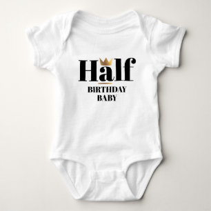 Birthday Baby Gold Crown Half Birthday Baby Bodysu Romper