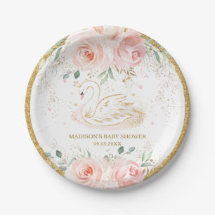 Birthday Baby shower Chinese zwaan blush roze Papieren Bordje