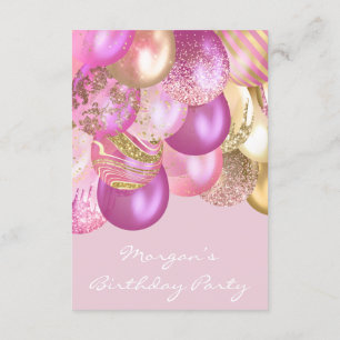 Birthday Baby shower roze goudballonfeest Kaart