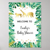 Birthday baby shower welkomstteken oerwoud glitter poster (Voorkant)