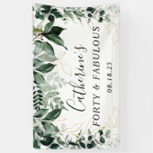 Birthday Backdrop, Waterverf Botanische Greenery  Spandoek (Verticaal)