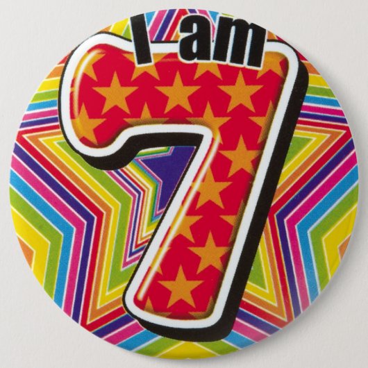 Birthday Badge - Ik ben 7 Ronde Button 6,0 Cm (Voorkant)