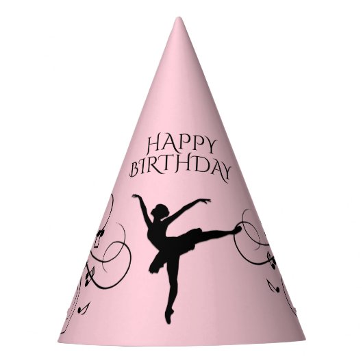Birthday Ballerina Dansing met Muzieknoten Feesthoedjes (Voorkant)