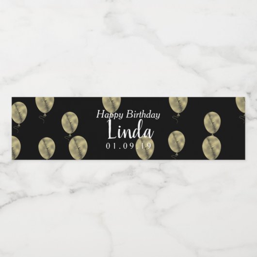 Birthday ballon Faux Folie Gold Pattern Water Bot Waterfles Etiket (Enkel label)