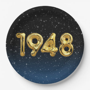 Birthday-ballonnen 1948 in sterren papieren bordje