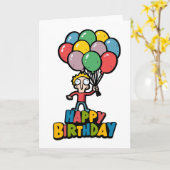 Birthday-ballonnen Kaart (Gele Bloem)