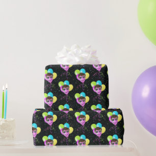Birthday-ballonnen met vliegers op Glitter Cadeaupapier