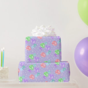 Birthday-ballonnen op pooldots-pakpapier cadeaupapier