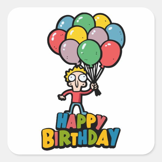 Birthday-ballonnen Vierkante Sticker (Voorkant)