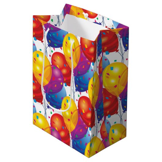 Birthday ballons Paper Cadeau Medium Cadeauzakje (Voorkant Gekanteld)