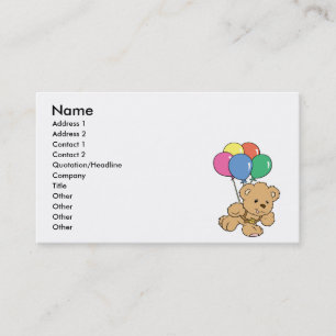 Birthday Balloon Bunch Teddy Bear Visitekaartje