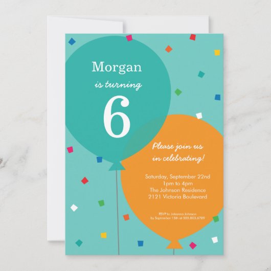 Birthday Balloons Birthday Invitations (Voorkant)