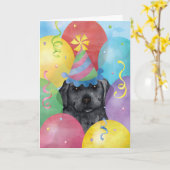 Birthday Balloons Black Lab Kaart (Gele Bloem)